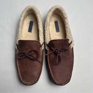 Cole Haan Cozy Brown Leather Moccasin Slippers